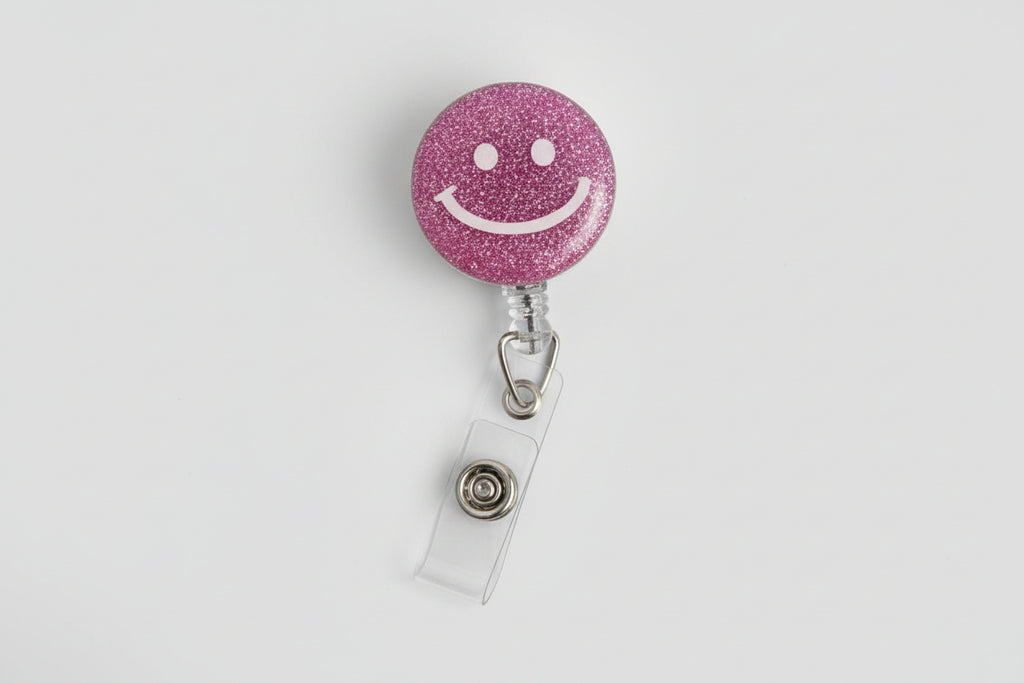 Glitter Badge Reel - Smiley Face