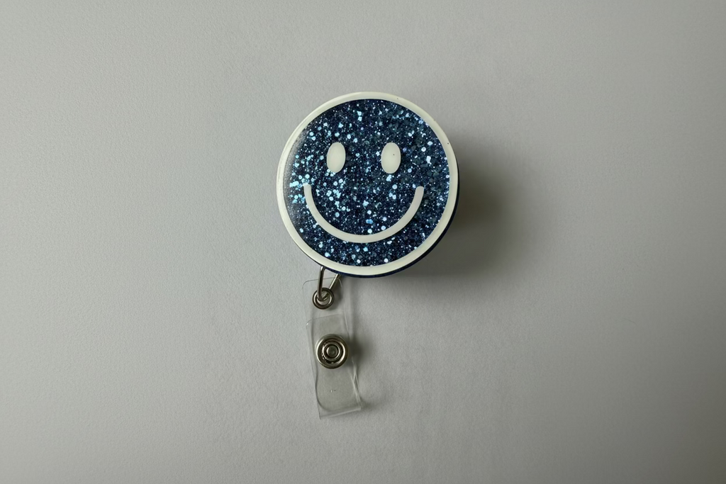 Smiley Face Acrylic Badge Reel Topper