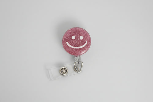 Glitter Badge Reel - Smiley Face