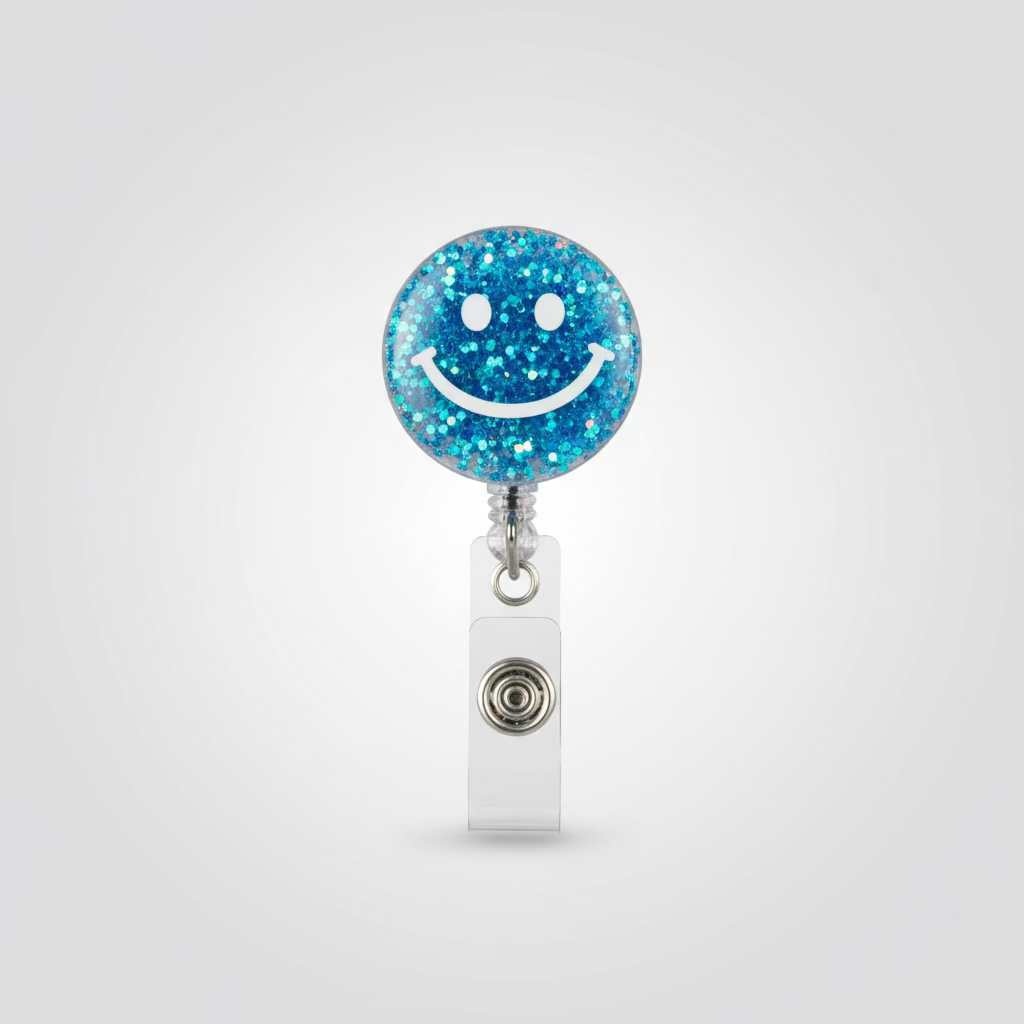 Glitter Badge Reel - Smiley Face