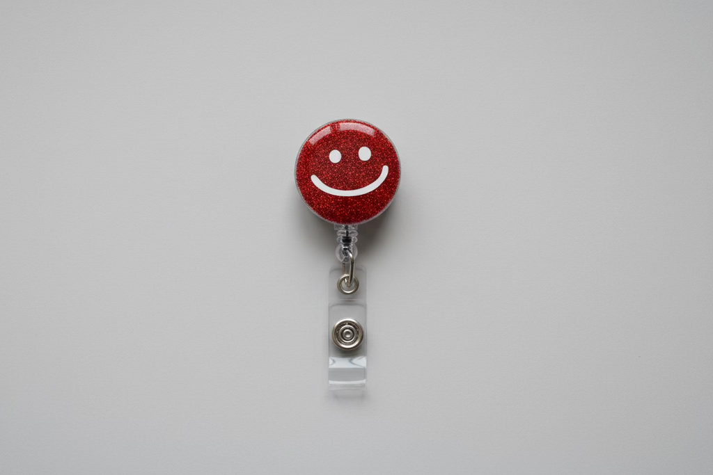 Glitter Badge Reel - Smiley Face